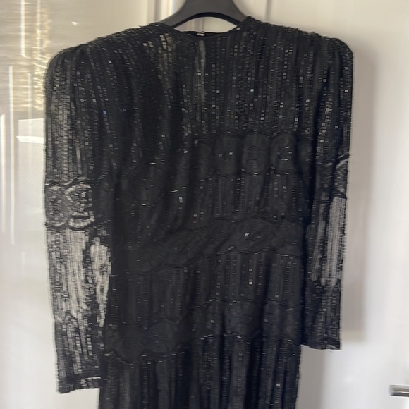 Vintage Gothic Black Beaded Formal Gown from Kleinfeld’s, Size 12 - Picture 3 of 13